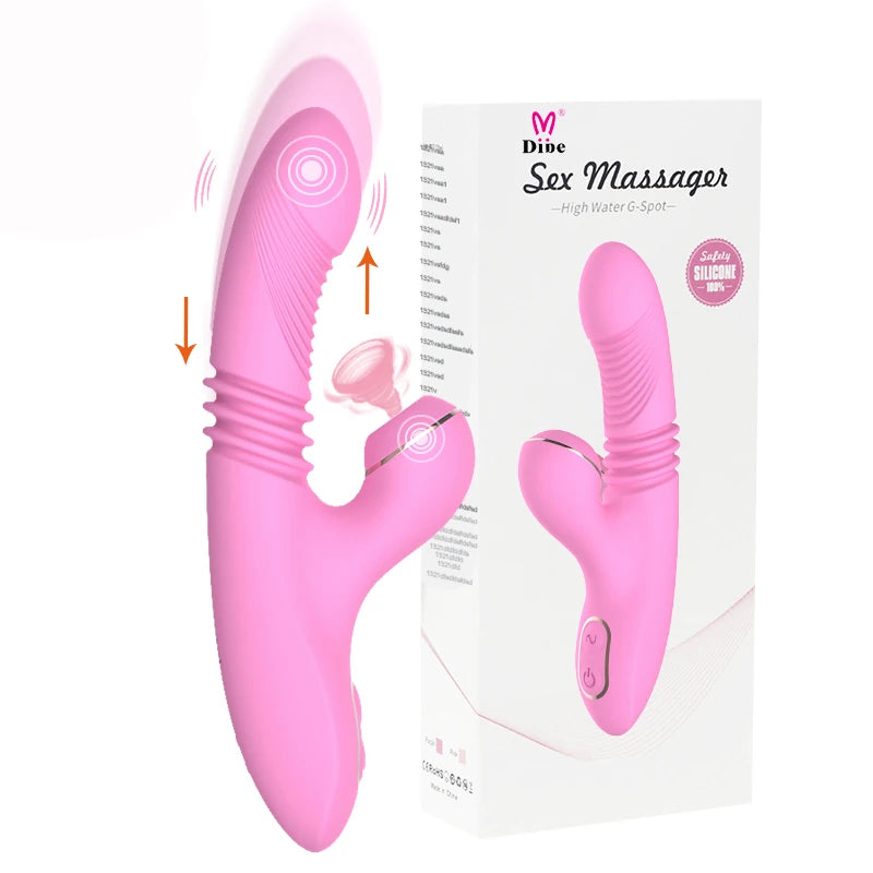 Dibe Haloy Olivia Thrusting Vibe İleti Geri Hareketli Darbeli Vibratör-Pink