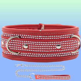 Erox Fetish Fantasy Series Diamond Collar Taşlı Fetiş Tasma-Kırmızıer