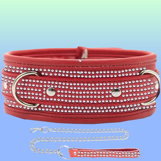 Erox Fetish Fantasy Series Diamond Collar Taşlı Fetiş Tasma-Kırmızıer