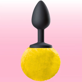 The Anal Fantasy Luxury Black Silicone Bunny Tail Yellow Kuyruklu Anal Plug