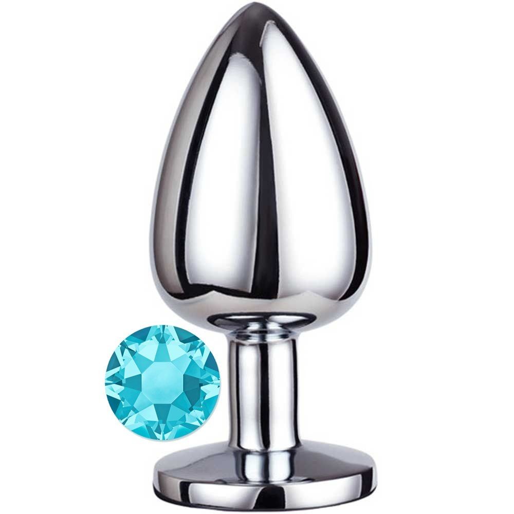 Erox Luxury Silver Mavi Taşlı Küçük Metal Anal Plug