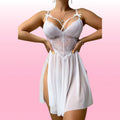 Erox Fantasy Wear Yırtmaçlı Seksi Gecelik-Beyaz