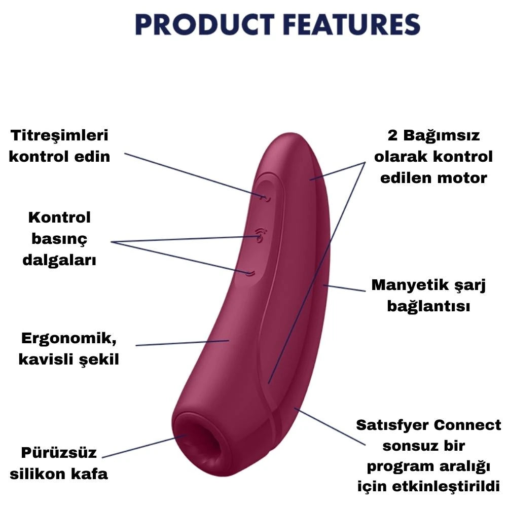 Satisfyer Curvy 1+ Telefon Kontrollü Emiş Güçlü Vibratör-Bordeaux