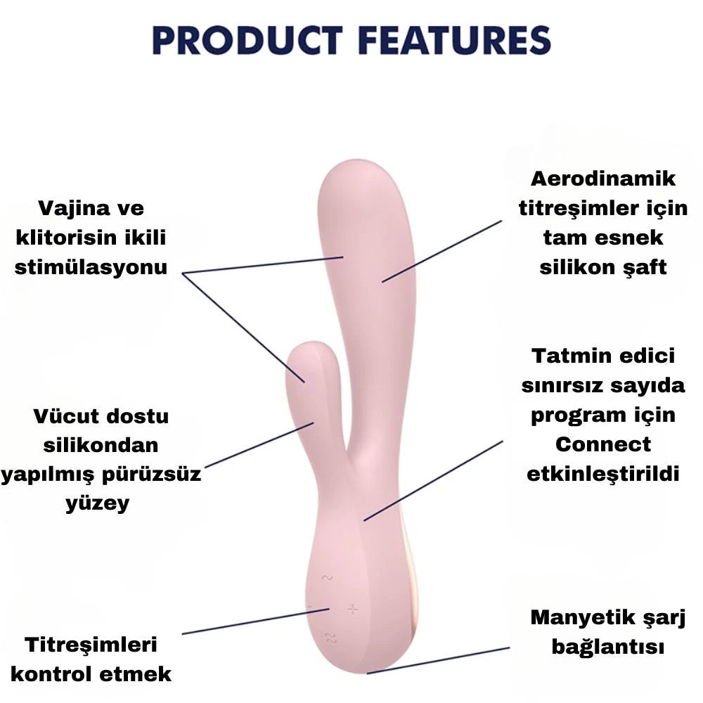 Satisfyer Mono Flex Telefon Kontrollü Rabbit Vibratör-Pink