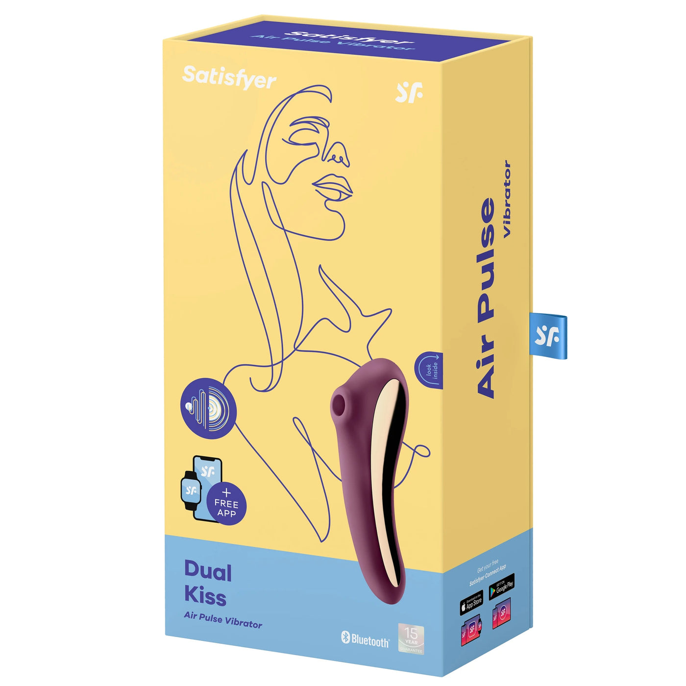 Satisfyer Dual Kiss Telefon Kontrollü Emiş Güçlü Vibratör-Bordeaux