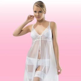 Erox Night Wear Jartiyerli Seksi Uzun Gecelik