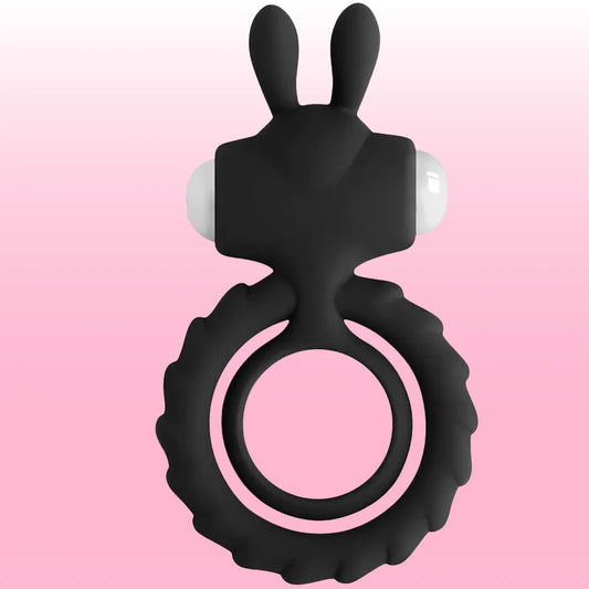 Erox The Cock Ring Nuo Rabbit Klitoral Titreşimli Penis Halkası - Black
