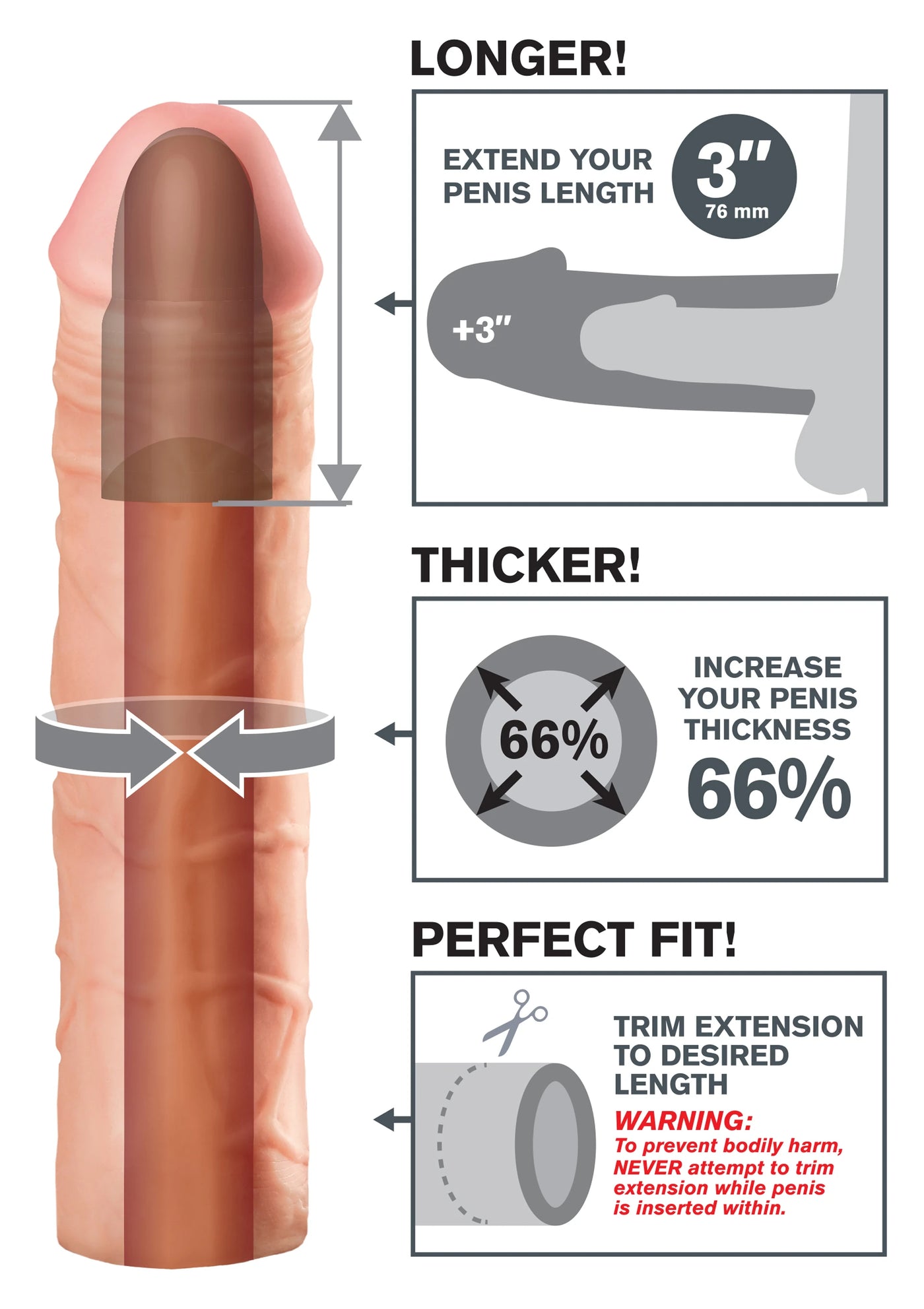 Pipedream Fantasy X-Tensions Mega 3'' Amerikan Penis Kılıfı