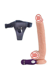 Titreşimli Kalın Belden Bağlamalı Realistik Penis 27 Cm