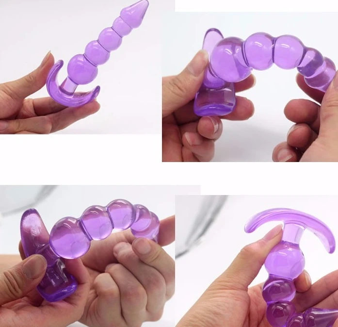 Erox Anal Fantasy Silicone Butt Beads Anal Training Silikon Anal Plug-Purple