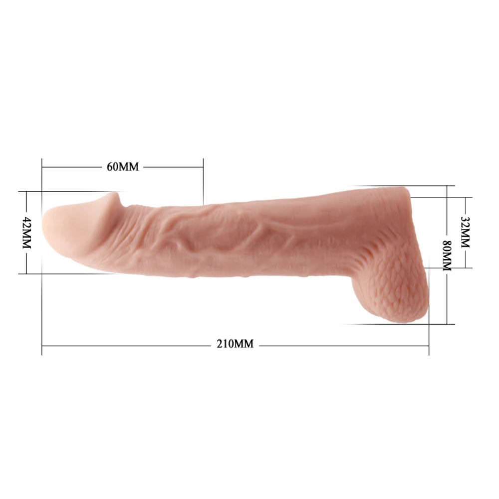 Baile Realistic Penis Sleeve Testis Toplamalı Realistik Penis Kılıfı BI-026238