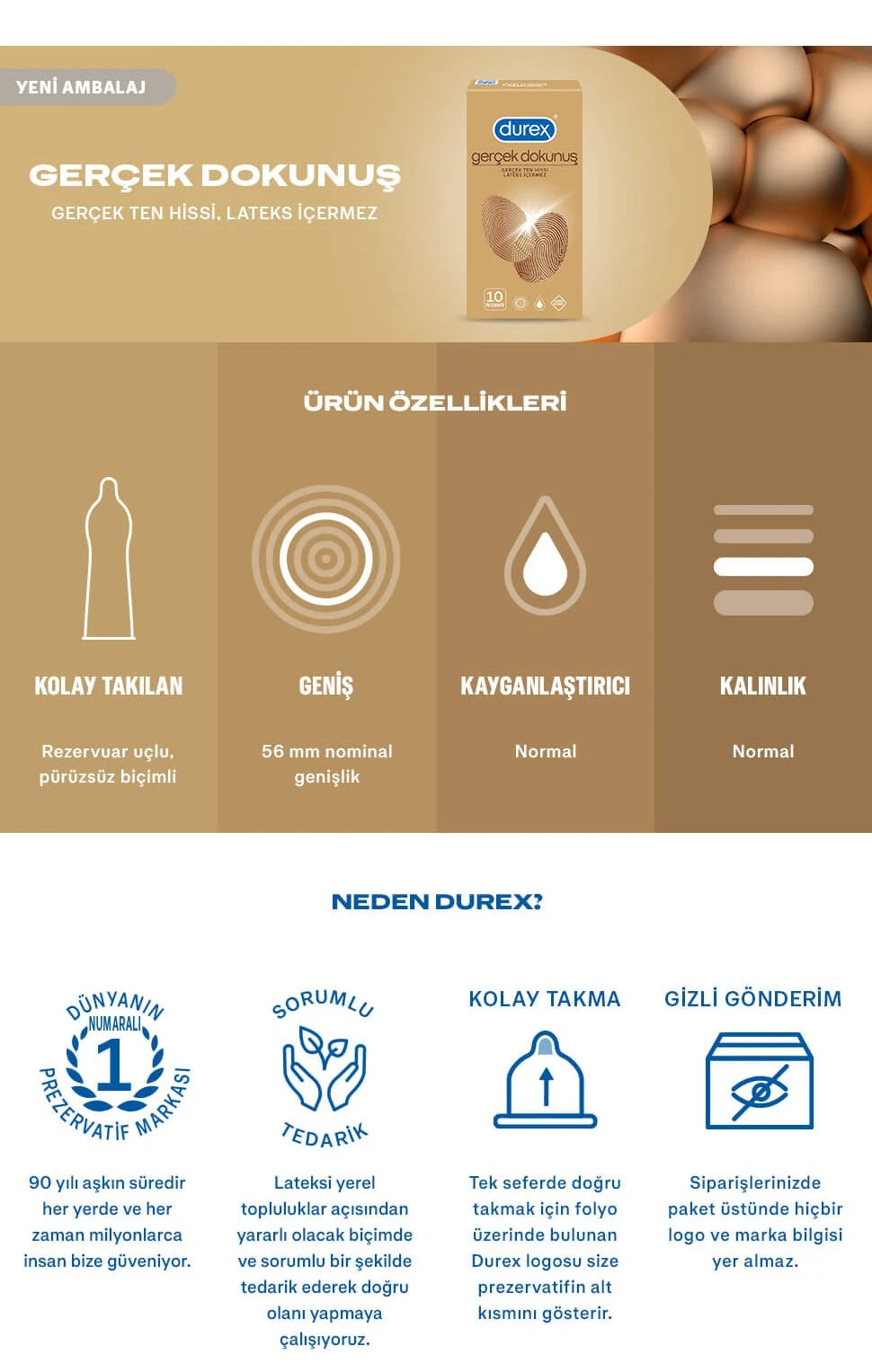 Durex Gerçek Dokunuş 10'lu Prezervatif