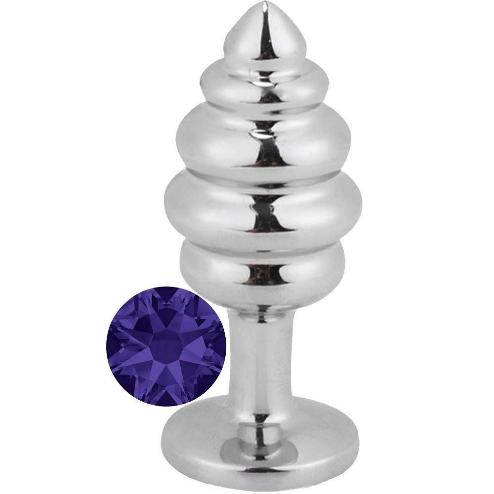 Erox Silver Medium Mor Taşlı Boğumlu Metal Anal Plug