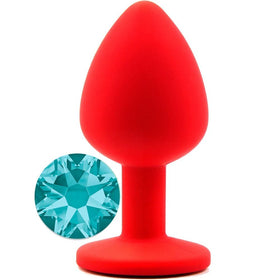 Erox Safe Body Red Silicone Medium Mavi Taşlı Anal Plug