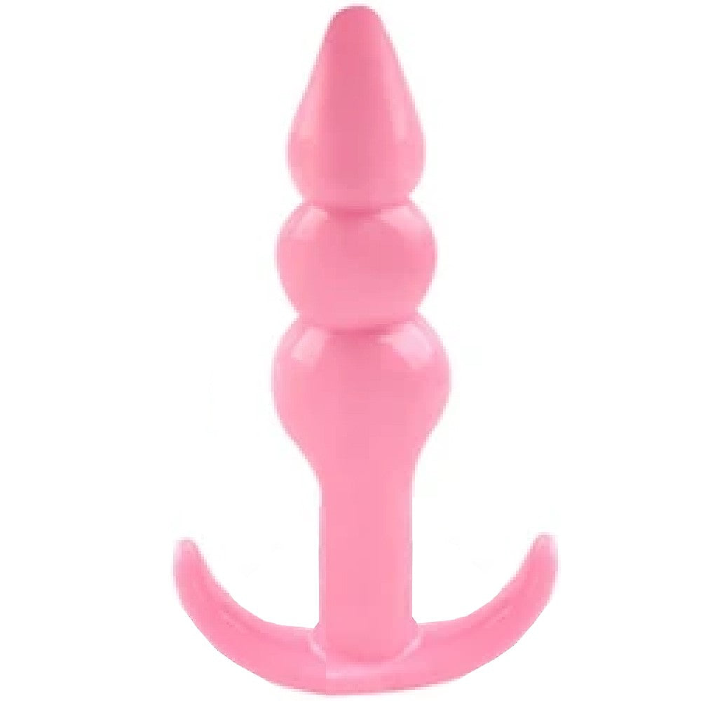 Erox Anal Fantasy Ribbled Silicone Jelly Butt Plug Anal Alıştırıcı-Pink