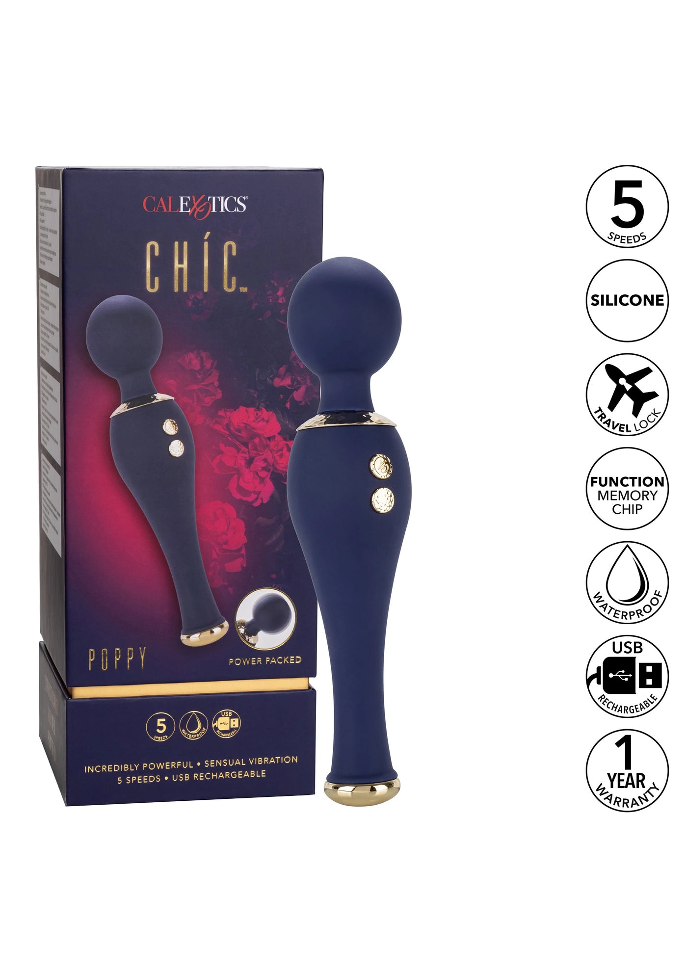 Calexotics Chic Poppy Ultra Güçlü Amerikan Teknolojisi Masaj Wand Vibratör