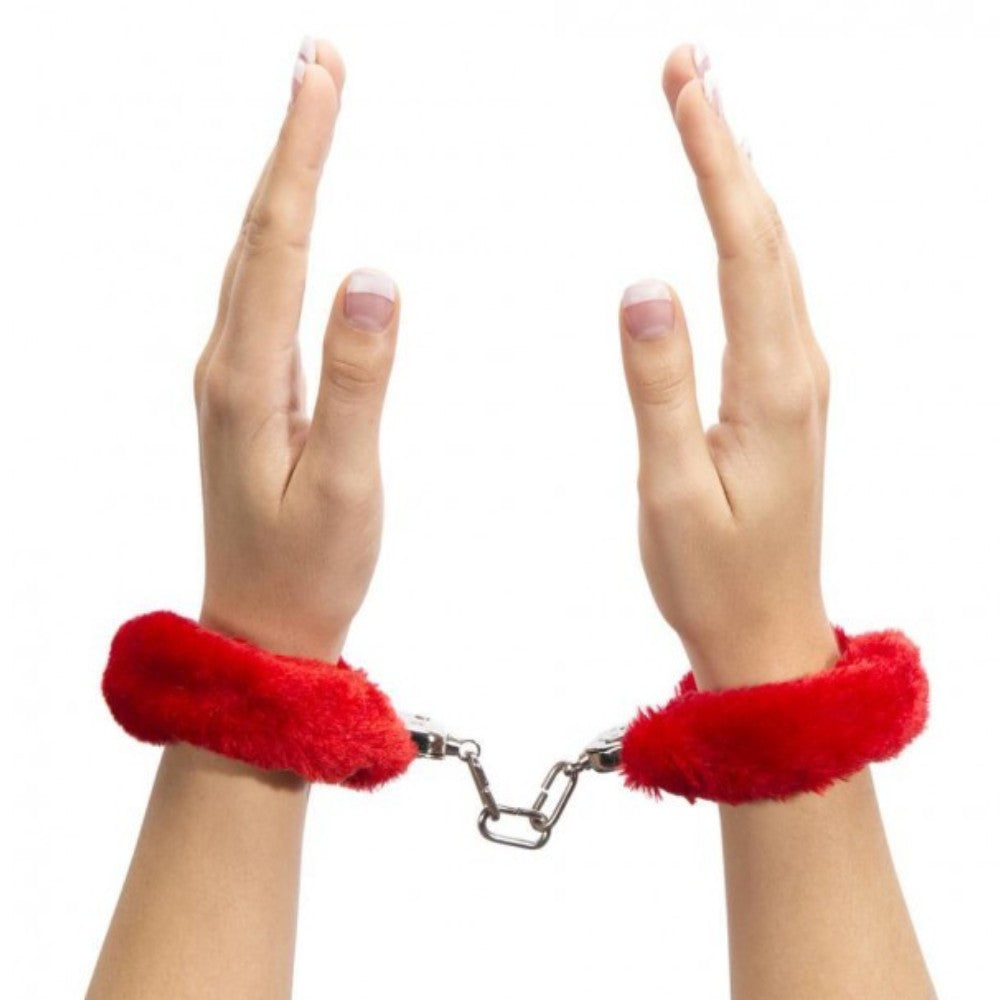 Fetish Fantasy Series Metalic Hand Cuffs Peluşlu Metal Kelepçe Kırmızı
