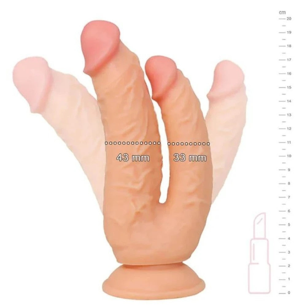 Dildo Series Lifelike G-Spot Anal ve Vajinal Çift Taraflı Realistik Penis Flesh