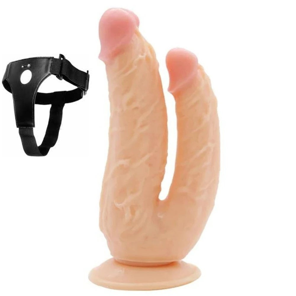 Dildo Series Lifelike G-Spot Anal ve Vajinal Çift Taraflı Belden Bağlamalı Realistik Penis Flesh