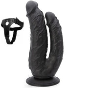 Dildo Series Lifelike G-Spot Anal ve Vajinal Çift Taraflı Belden Bağlamalı Realistik Penis Black