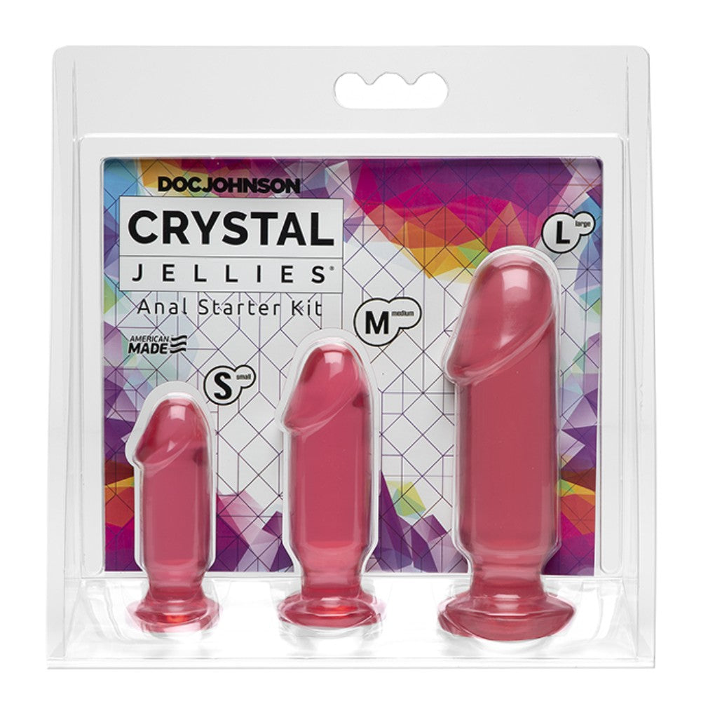 Doc Johnson Crystal Jellies Anal Starter Kit Anal Plug Set Pink