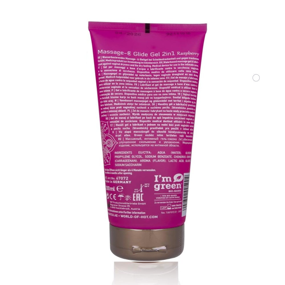 Hot Shiatsu Massage & Glide Gel 2in1 Raspberry Masaj ve Kayganlaştırıcı Jel 200ml
