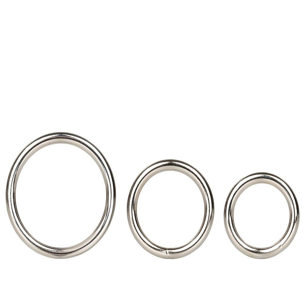 Calexotics Silver Ring 3 Piece Set Metal Penis Halkası Seti