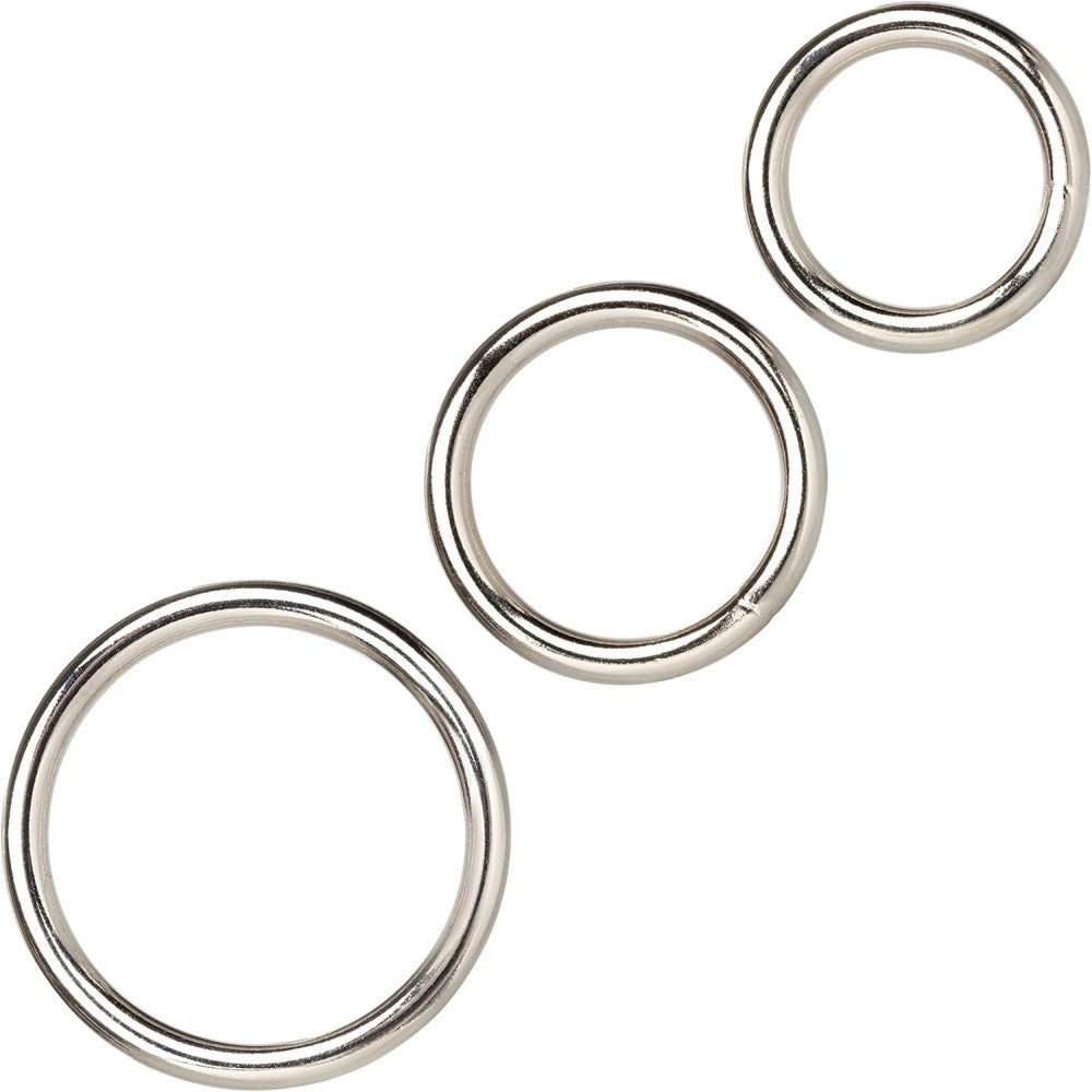 Calexotics Silver Ring 3 Piece Set Metal Penis Halkası Seti