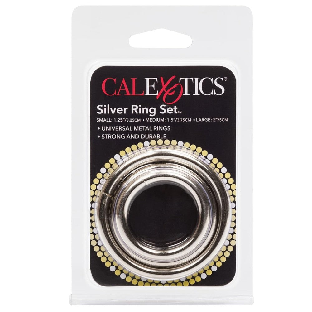 Calexotics Silver Ring 3 Piece Set Metal Penis Halkası Seti