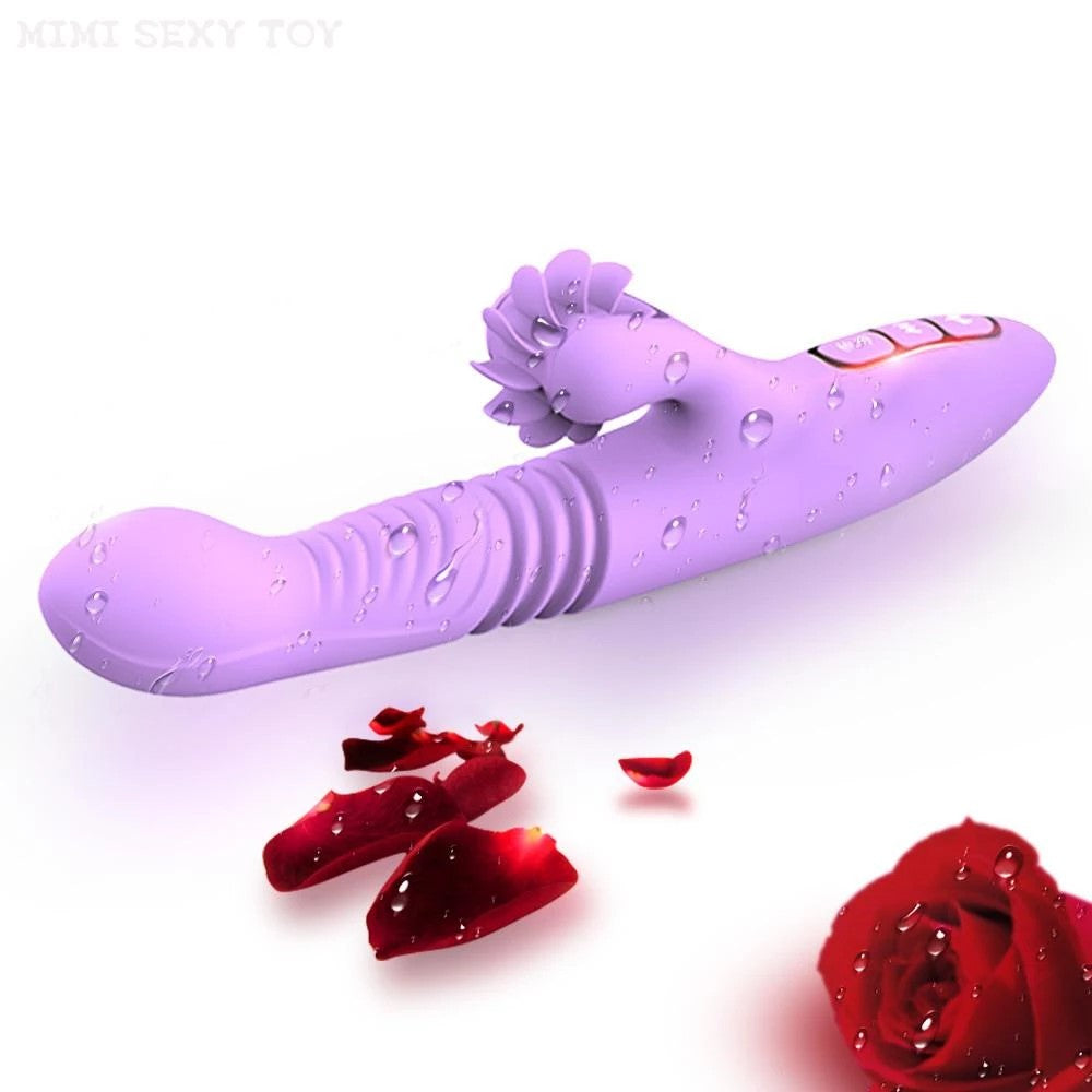 Dibe Haloy Vella Thrusting İleri Geri Hareketli Rabbit Stimulatör Vibratör Pink