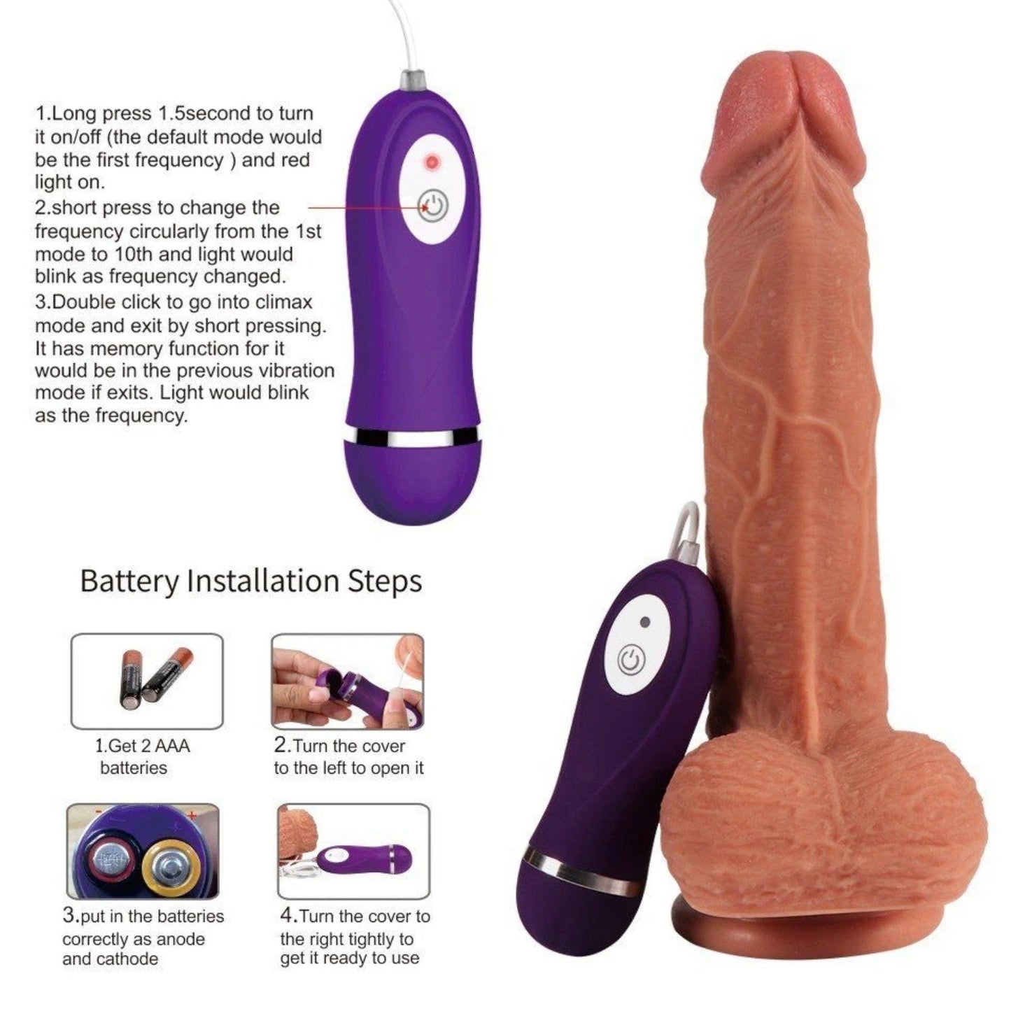 Dildo Series Little Dean 19 Cm Çift Katmanlı Titreşimli Realistik Penis SQ-WBD10007S-V