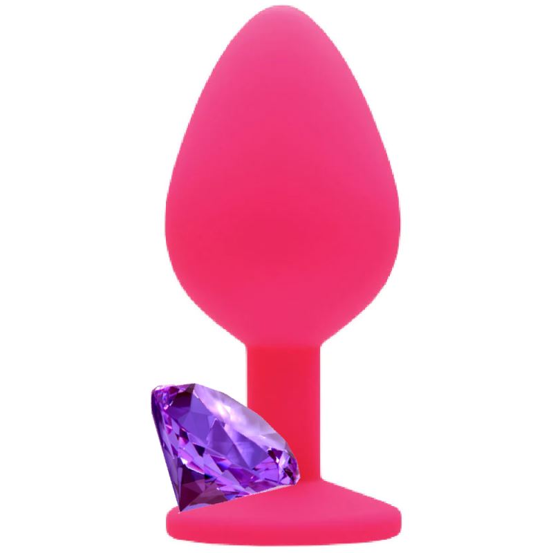 Erox Safe Body Pink Silicone Mor Taşlı Large Silikon Anal Plug