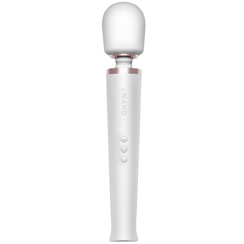 Le Wand Rechargeable Massager Titreşimli Profesyonel Döner Başlıklı Masaj Aleti Beyaz