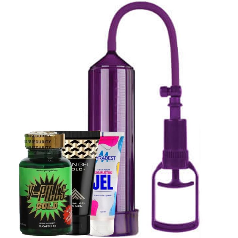 LoveShop Rock Hard Pump Purple Titan Jel ve Penis Pompası Paket-2