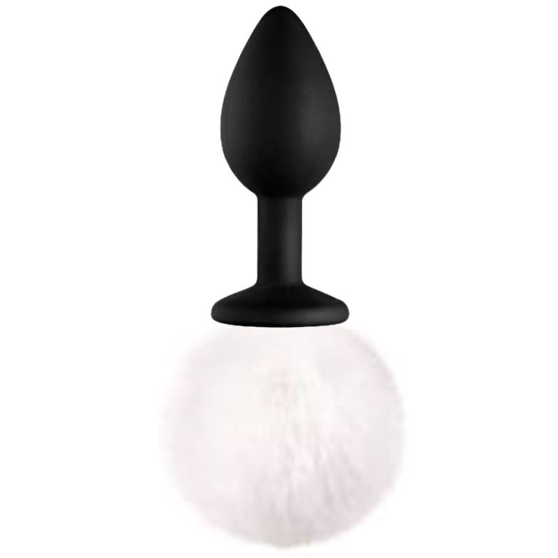 Sexual World Bunny Tail Peluşlu Mor Silikon Anal Plug-White