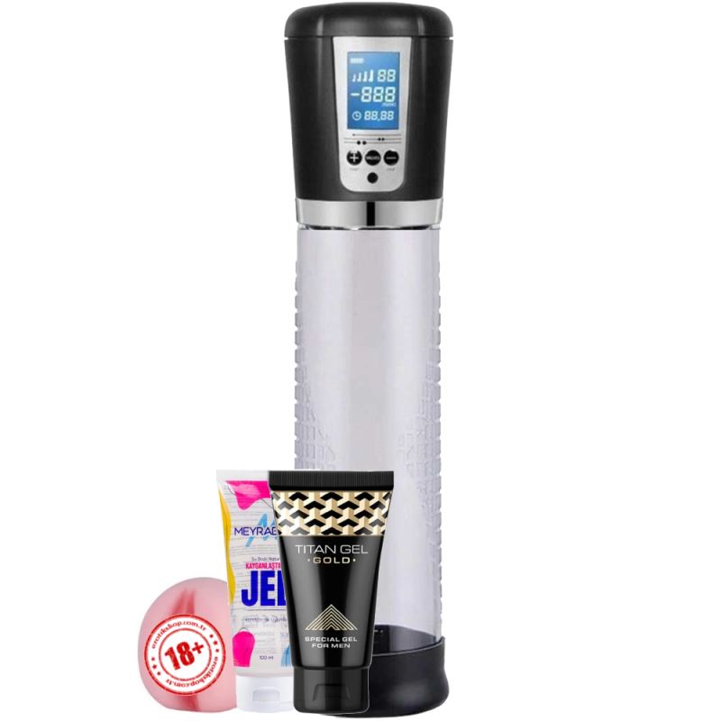 Sexual World Male Passion Pump Reuseable Otomatik Penis Pompası ve Titan Jel