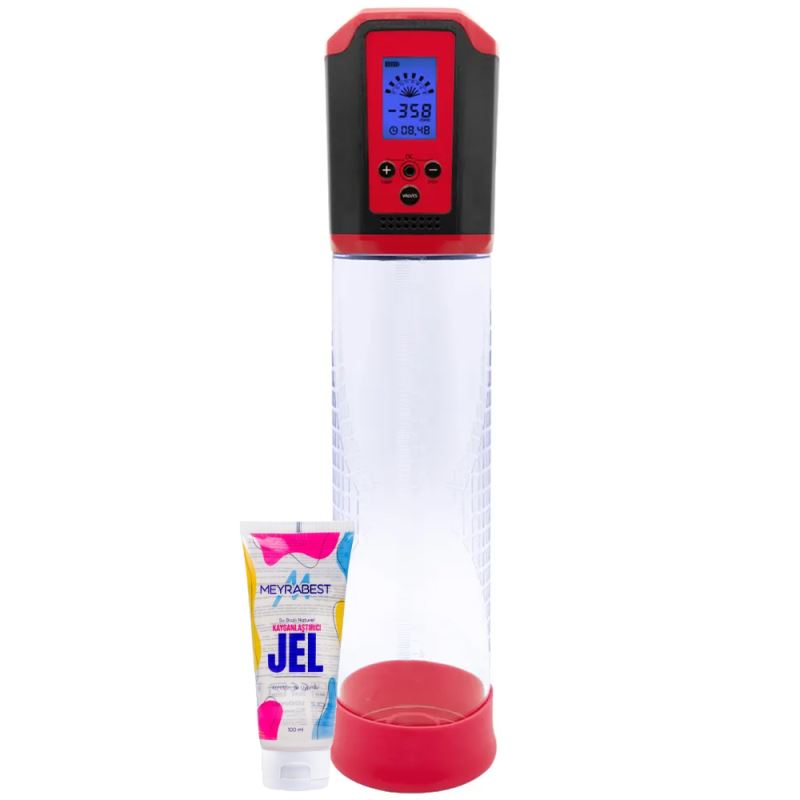 Sexual World Passion Pump Lcd Bigger Man Red Otomatik Penis Pompası ve Jel