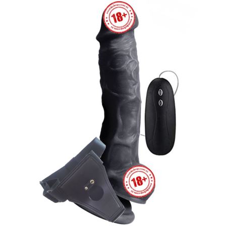 Dildo Series Adonis Kemerli Titreşimli Zenci Penis 17 cm