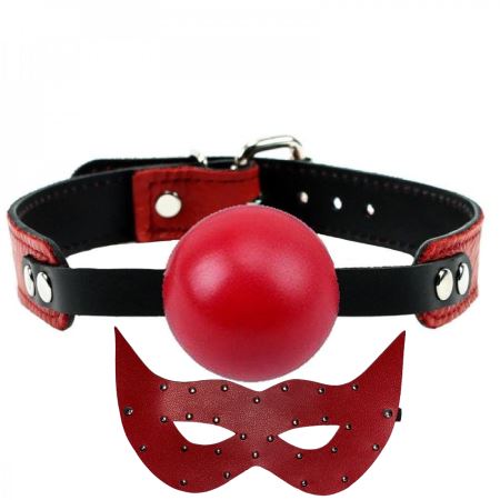 Erox Fetish Fantasy Series Master Ball Gag Red Deri Ağız Topu ve Maske