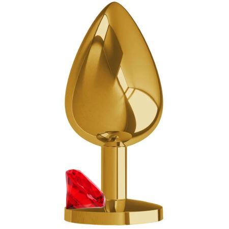 Sexual World Booty Jewellery Taşlı Gold Metal Anal Plug Medium-Red