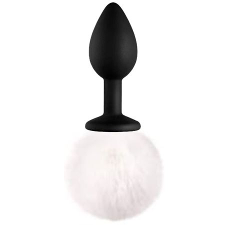 Sexual World Bunny Tail Peluşlu Mor Silikon Anal Plug-White