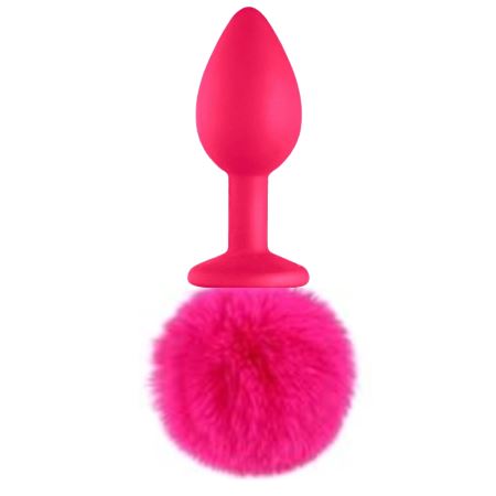 Sexual World Bunny Tail Peluşlu Pembe Silikon Anal Plug-Pink