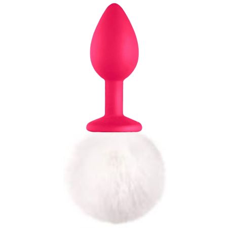 Sexual World Bunny Tail Peluşlu Pembe Silikon Anal Plug-White