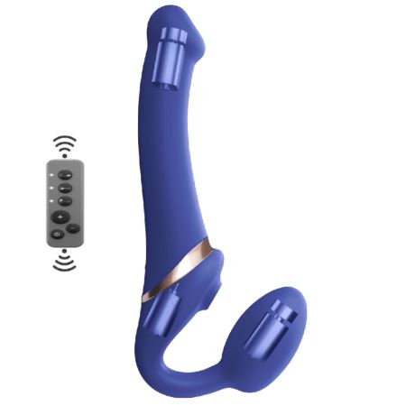 Strap-On Me Remote Control Vibrating 3 Motors Strap On Blue-Medium