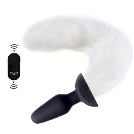 Xr White Fox Tail Vibrating Anal Plug Titreşimli Anal Kuyruklu Vibratör